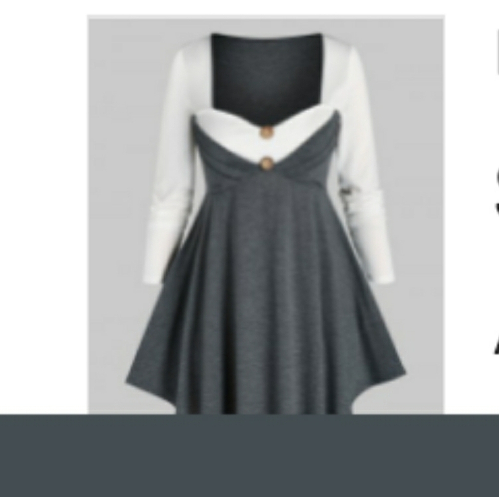 Long sleeve gray/white office style top